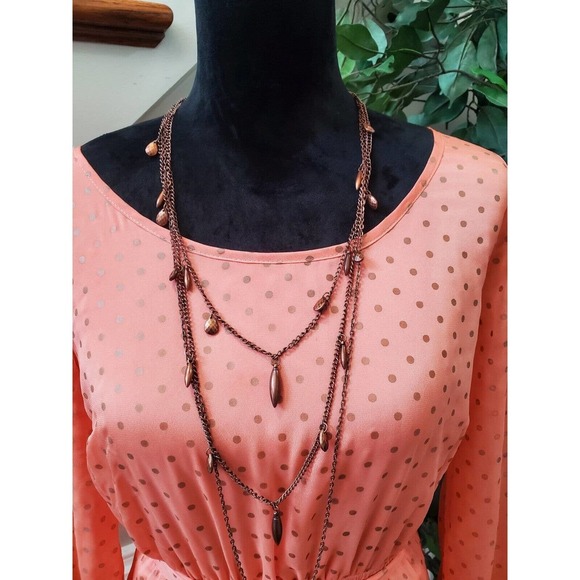 Umgee Women Orange Cotton Round Neck Long Sleeve Casual Knee Length Dress Size M - Picture 12 of 13